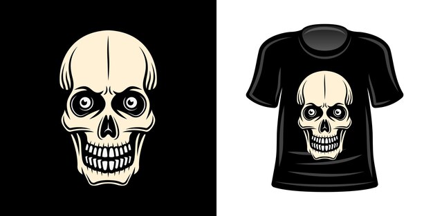 Vector tshirt print with skull vector apparel design template