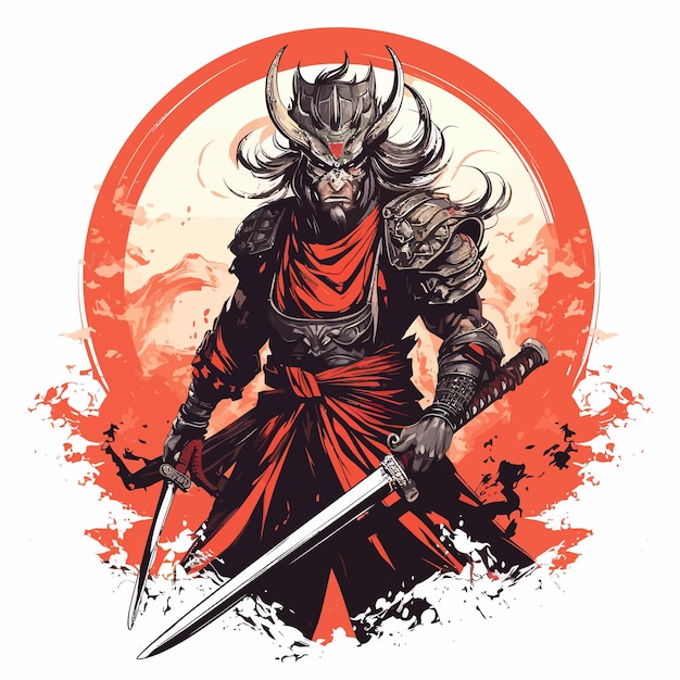 tshirt samurai logo vector