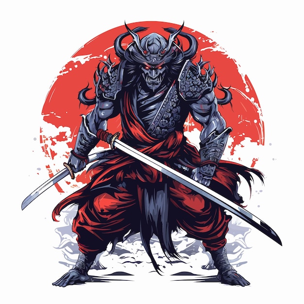 tshirt samurai logo vector