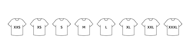 Vector tshirt size iocn set size from xxs to xxxl vector eps 10