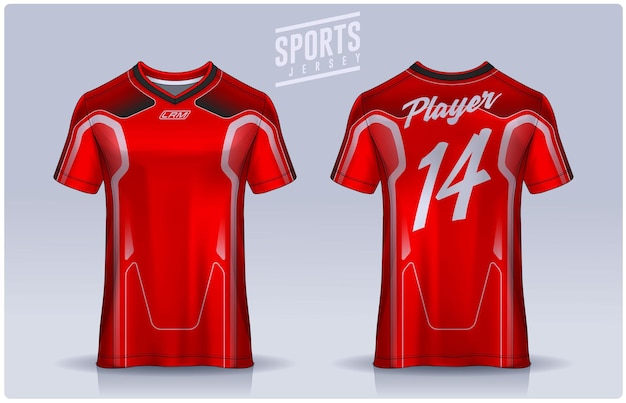 Tshirt sport design template soccer jersey mockup for football club uniform front and back view