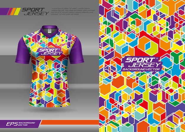 Tshirt sports abstract hexagon texture jersey design for racing soccer gaming motocross cycling