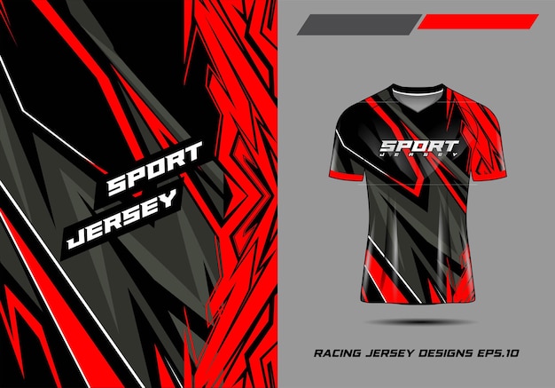 Tshirt sports design for racing jersey cycling football gaming premium 3d Vector red gray