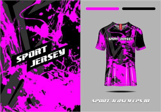 Tshirt sports purple paint splash design for racing jersey cycling football gaming premium vector