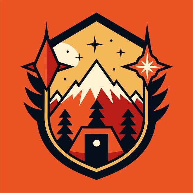 TShirt Sticker Design of a bold minimalist graphic capturing the spirit of adventure