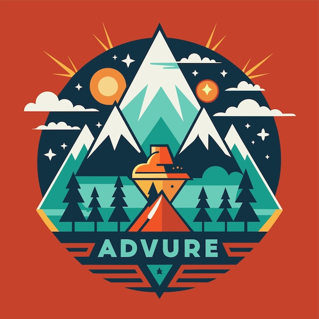 TShirt Sticker Design of a bold minimalist graphic capturing the spirit of adventure