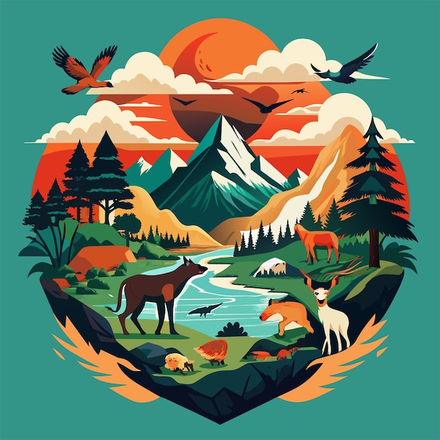 Tshirt sticker of Wild and Free Channel your inner adventurer with a design featuring majestic