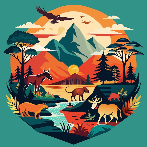 Tshirt sticker of Wild and Free Channel your inner adventurer with a design featuring majestic