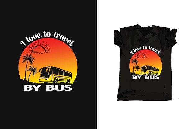 Tshirt traveling sunset retro style