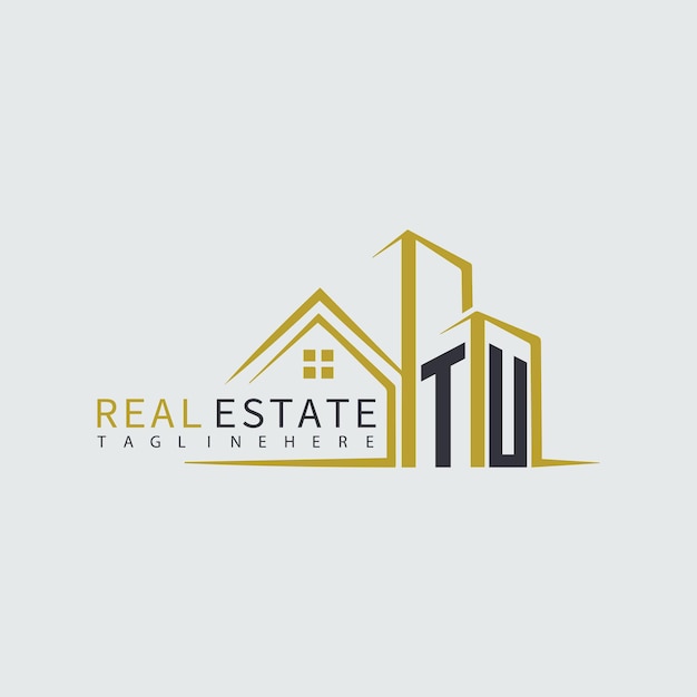 TU initial monogram logo for real estate with home shape creative design