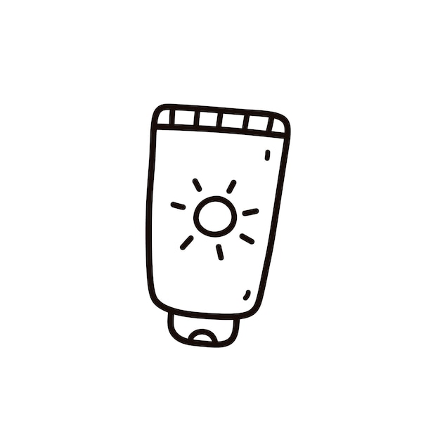 Tube of sunscreen isolated on white background hand drawn illustration in doodle style