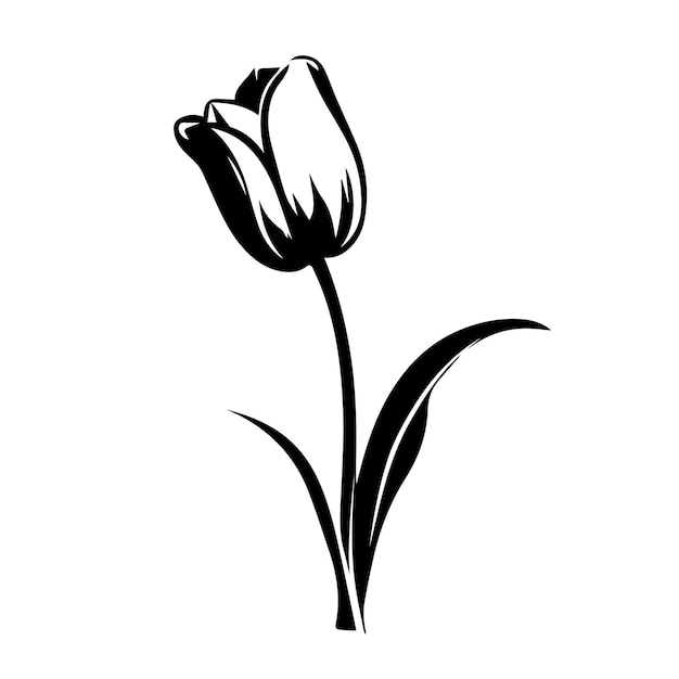 tulip black and white vector template set for cutting and printing