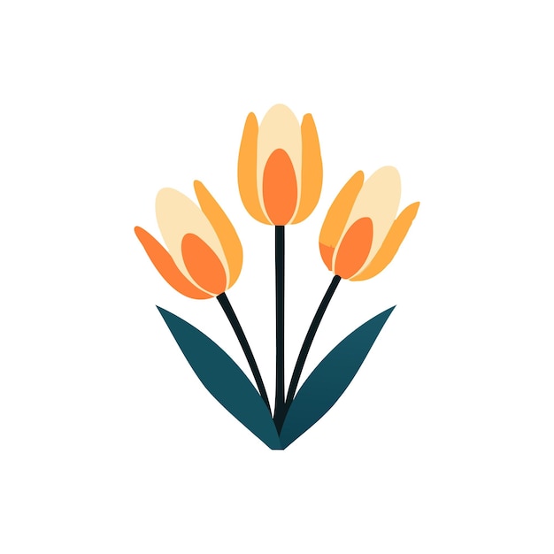 Tulip flat icon isolated on white background Spring flower symbol