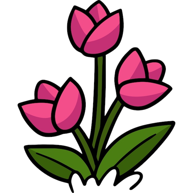 Tulip Flower Cartoon Colored Clipart Illustration