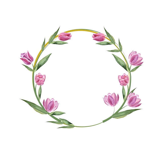 Tulip Flower frame circle.