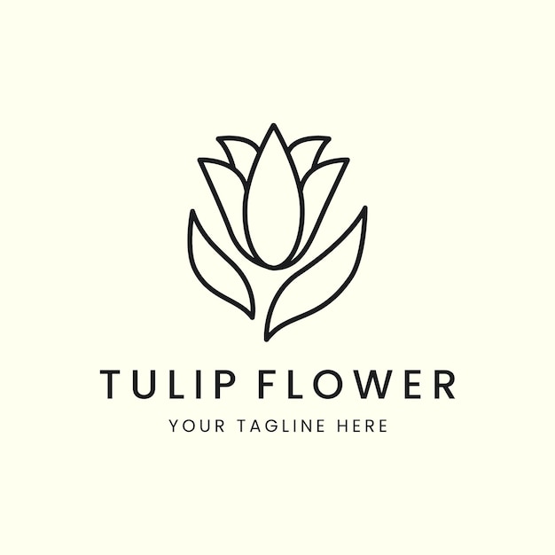 Tulip flower line art style logo vector template illustration design