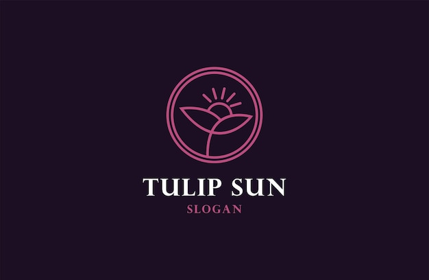 Tulip sun logo icon flat design template