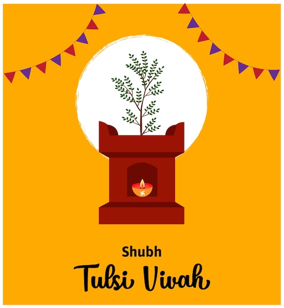 Tulsi vivah tulsi puja indian festival celebration vector design