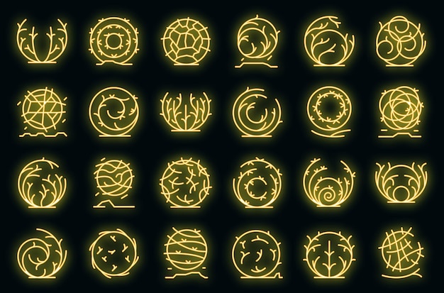 Tumbleweed icons set vector neon