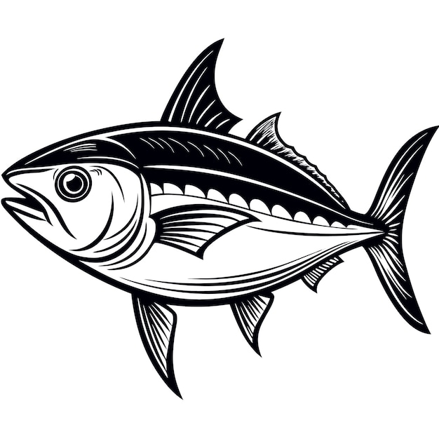 Tuna fish draw vector