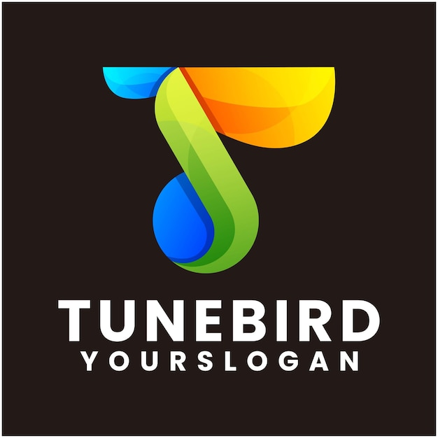 Tune bird colorful logo design