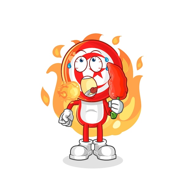 Tunisia eat hot chilie mascot cartoon vector