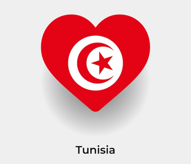 Tunisia flag heart shape icon vector illustration