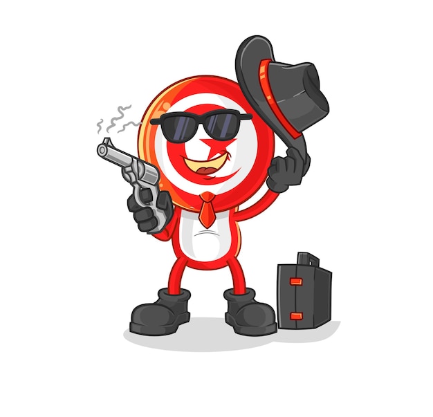 Tunisia mafia with gun character cartoon mascot vector