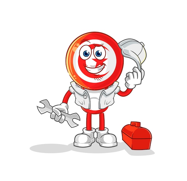 Tunisia mechanic cartoon cartoon mascot vector