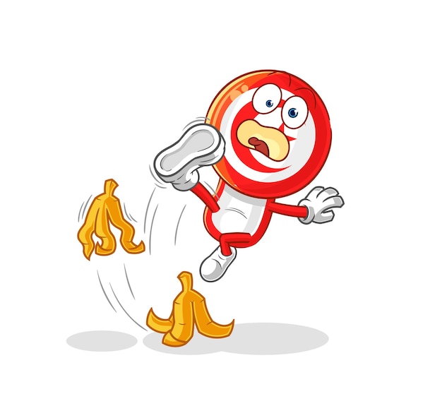 Tunisia slipped on banana cartoon mascot vector