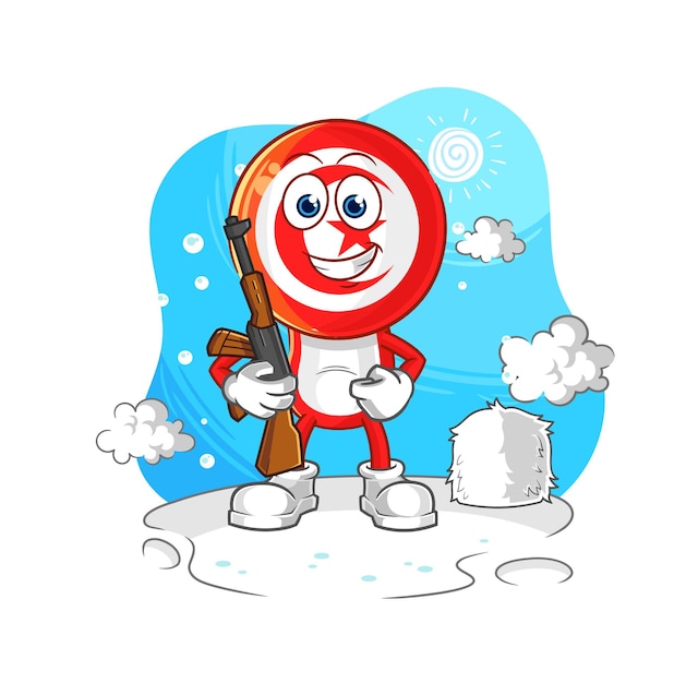 Tunisia soldier in winter character mascot vector