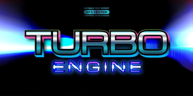 Turbo engine editable text style effect in retro look design with experimental background ideal for poster flyer logo social media post and banner template promotion