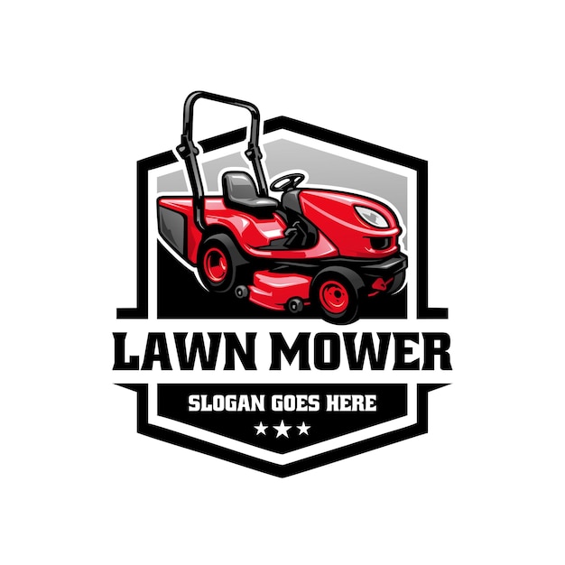 turf and lawn mower illustration logo vector