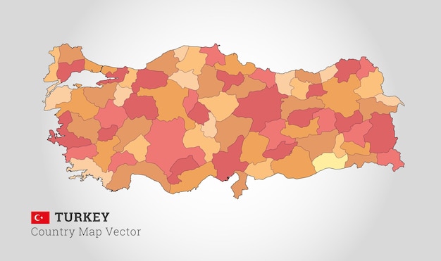 Turkey Colourful Map Vector Illustration