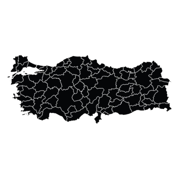 Turkey country map vector with regional areas