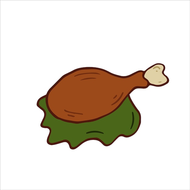 Turkey drumstick food Isolated Thanksgiving day Vector Illustration