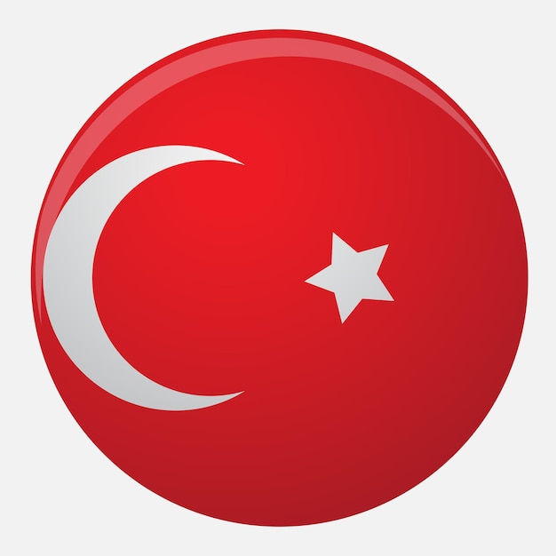 Turkey flag icon flat Flag turkey illustration and isolated national turkish symbol vector