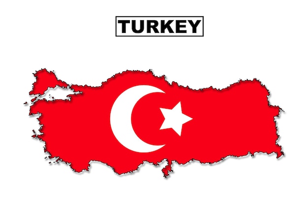 Turkey flag map in vector