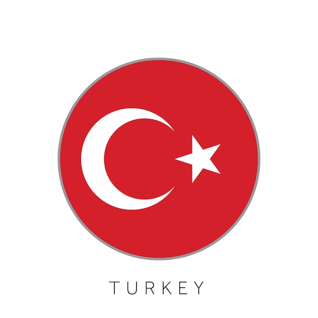 Turkey flag round circle vector icon