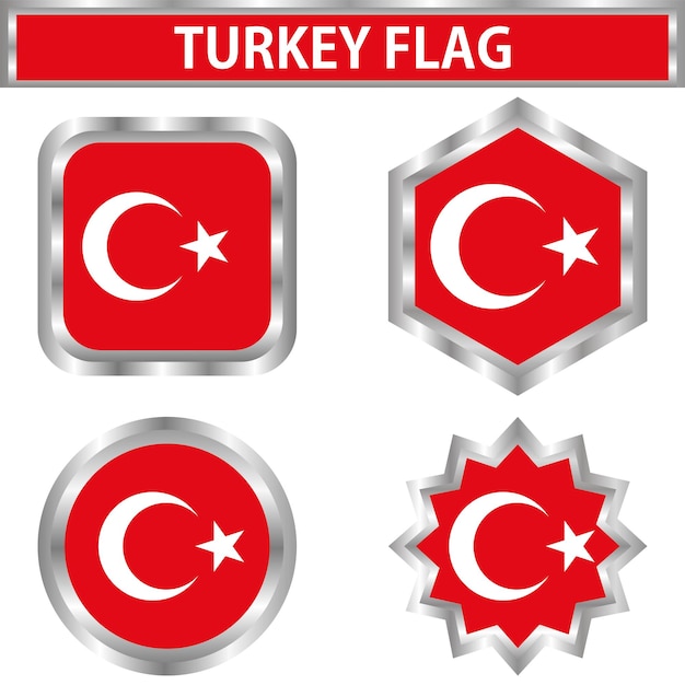 TURKEY FLAG VECTOR DESIGN WITH STAINLESS STYLE FRAME