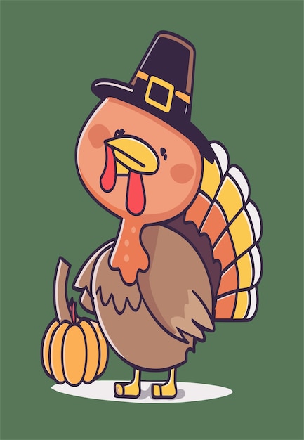 Turkey Happy Thanksgiving Design Clipart 2D Vector