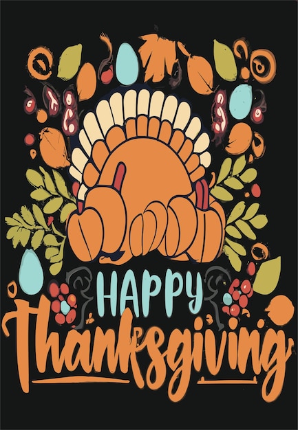 Vector turkey happy thanksgiving design clipart 2d vector