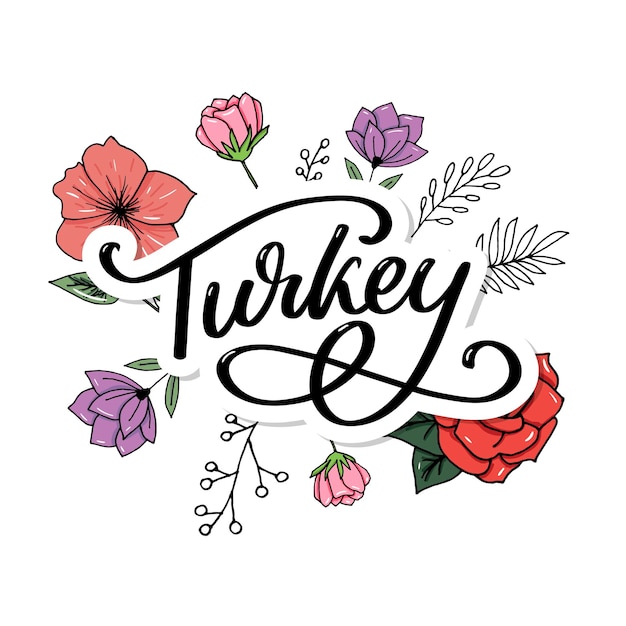 Turkey Lettering Handwritten name of the country Vector design template