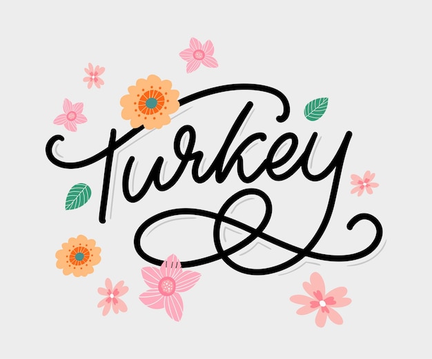 Turkey Lettering Handwritten name of the country Vector design template