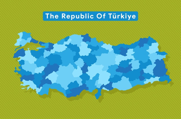 Turkey vector map with borders of the regions