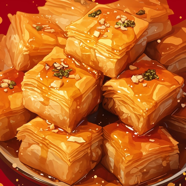 Vector turkish baklava and sweet pastry