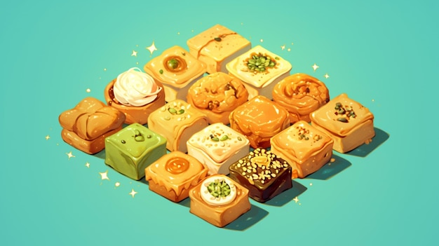 Vector turkish baklava and sweet pastry