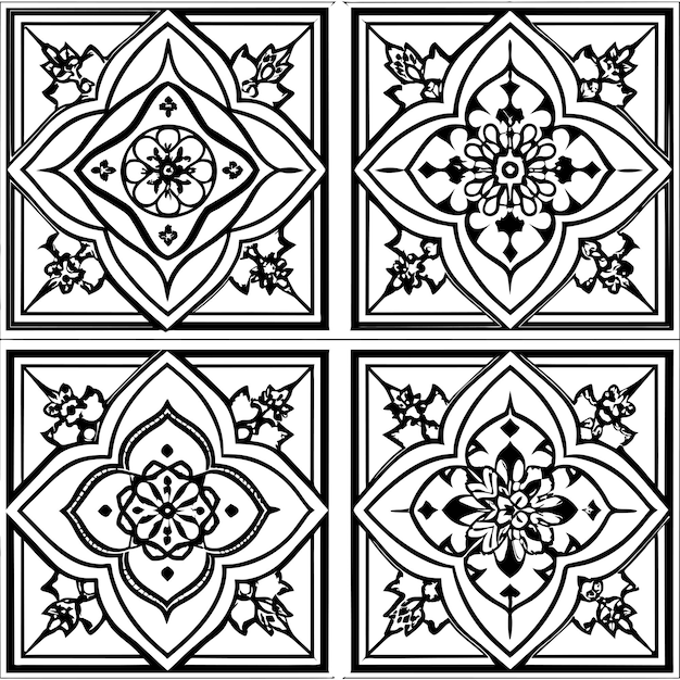 Vector turkish ceramic tiles vector graphics illustration eps source file format lossless scaling icon desi