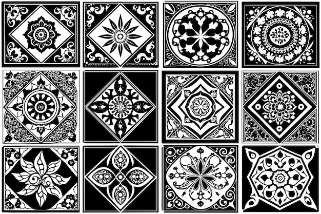 Vector turkish ceramic tiles vector graphics illustration eps source file format lossless scaling icon desi