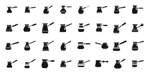 Turkish coffee pot icons set simple vector Cafe cook